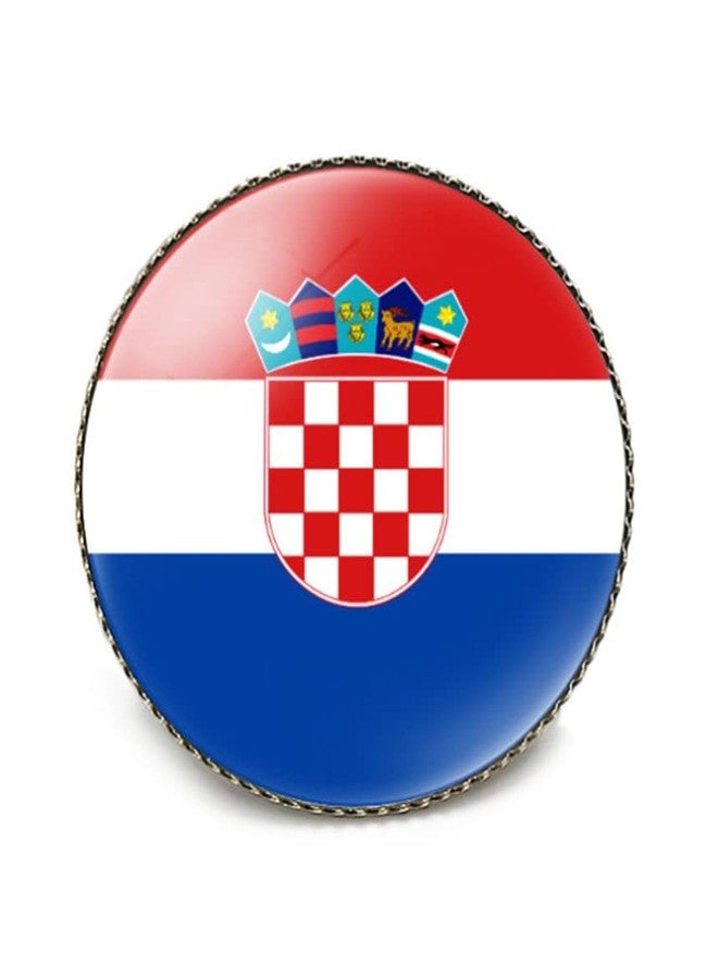 vmcoatdu Round 1 Inch Croatia Croatian Flag Pin International Travel Brooch Metal and Glass Revivalism Style Souvenir Badge for Hat Clothes Backpack - Image 1